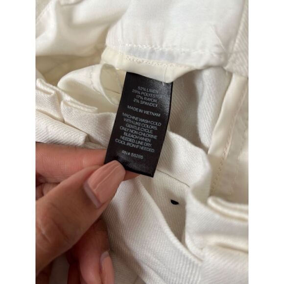Express White Linen skinny Paperbag for Waist Belt Trouser Pants - Picture 5 of 5